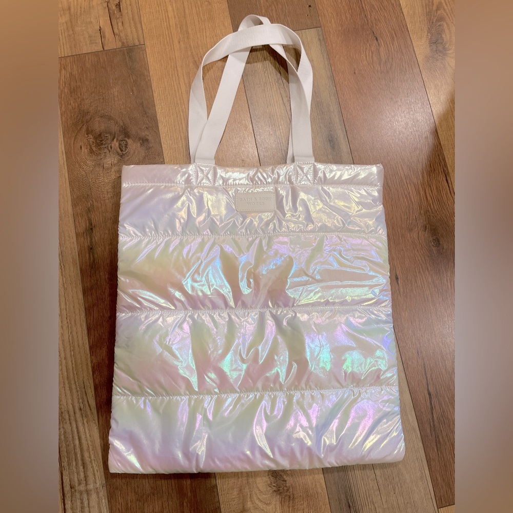 Holographic Puffer Tote Bag